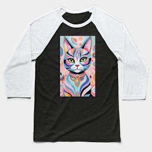 Abstract Whiskers: A Splash of Feline Elegance Baseball T-Shirt